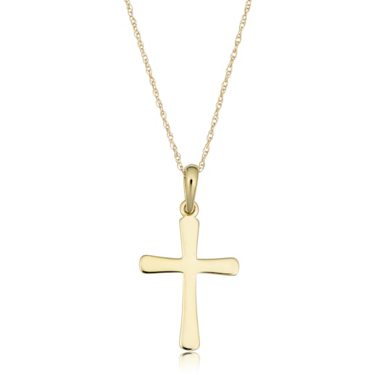 14k Yellow Gold Cross Necklace (18 inch)