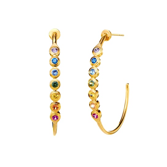 Chakra Rainbow Sapphires Hoop Earrings