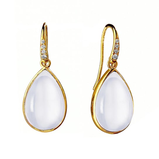 Mogul Pear Moonstone and Diamond Earrings