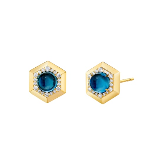 Hex Topaz and Diamond Earrings