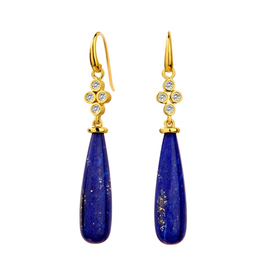 Mogul Long Drop Lapis Lazuli and Diamond Earrings
