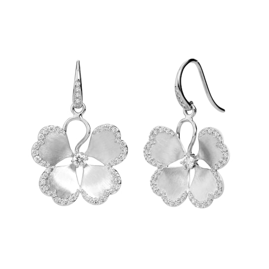 Jardin Satin Flower Diamond Earrings