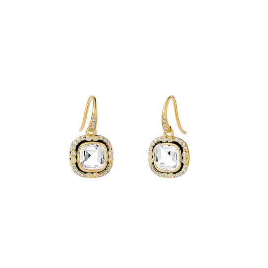 Mogul Rock Crystal and Diamond Enamel Earrings