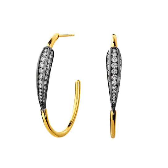 Yellow Gold and Oxidized Silver Diamond Earrings