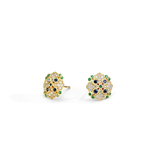 Mogul Emerald, Diamond & Sapphire Earrings