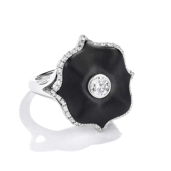 Diamond & Black Ceramic Ring