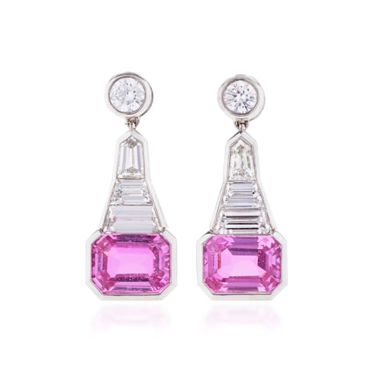 Pink Sapphire & Diamond Earrings