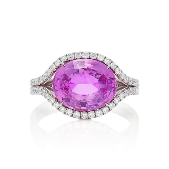 Pink Sapphire & Diamond Ring
