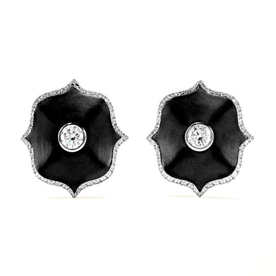 Diamond & Ceramic Mini Lotus Earrings