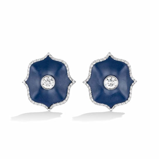 Diamond & Ceramic Mini Lotus Earrings