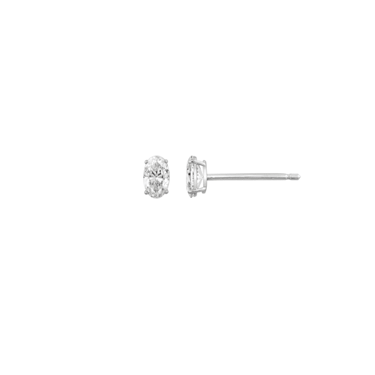 LUXGEM 10K White Gold Oval Cut Solitaire Studs | 1/2 carat Cubic Zirconia