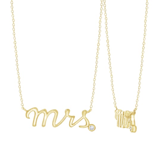 J'ADMIRE 14K Yellow Gold Over Sterling Silver Mrs. Pendant Necklace