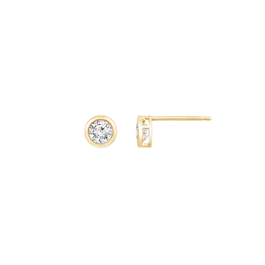 LUXGEM 10K Yellow Gold Bezel Round Cut Studs | 1 Carat Cubic Zirconia