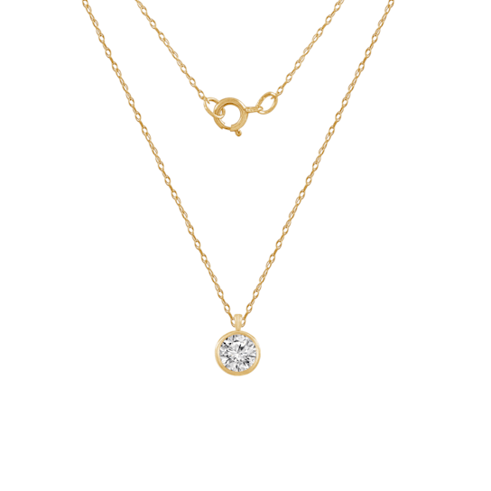 LUXGEM 10K Solid Gold Solitaire April Birthstone Necklace for Women,
0.25 Carat Gemstone Simulant CZ