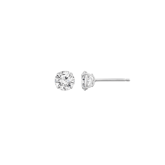 LUXGEM 10K White Gold Round Cut Solitaire Studs | 2 carat Cubic Zirconia