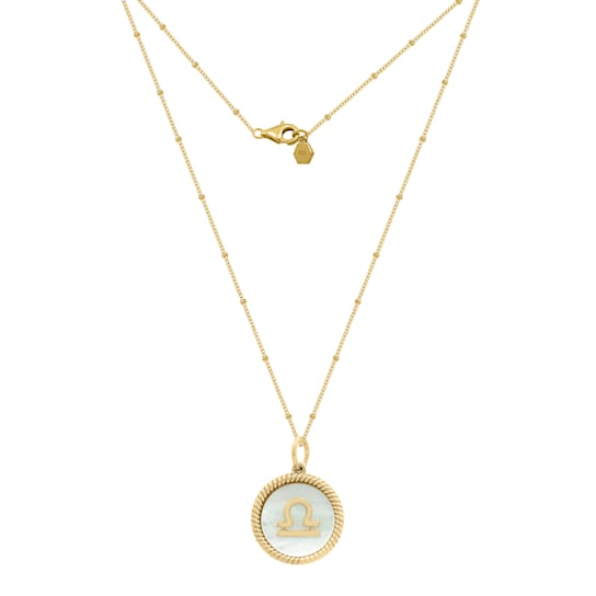 J'ADMIRE Mother of Pearl 14K Yellow Gold Over Sterling Silver Libra
Zodiac Necklace