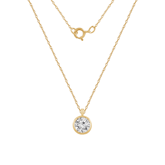 LUXGEM 10K Yellow Gold Bezel Round Cut Pendant Necklace | 0.5 Carat
Cubic Zirconia