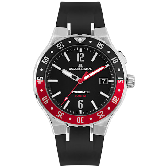 JACQUES LEMANS Hybromatic Men's Watch with Silicone Strap and Solid
Stainless Steel 1-2109