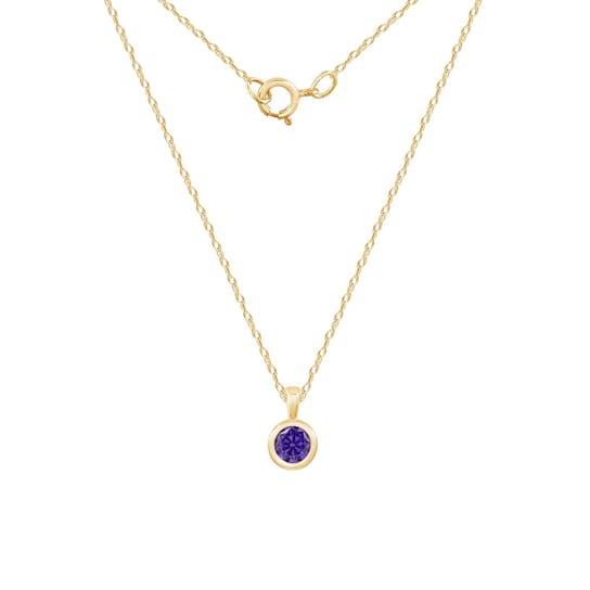 LUXGEM 10K Solid Gold Solitaire February Birthstone Necklace, 0.25 Carat
Gemstone Simulant CZ