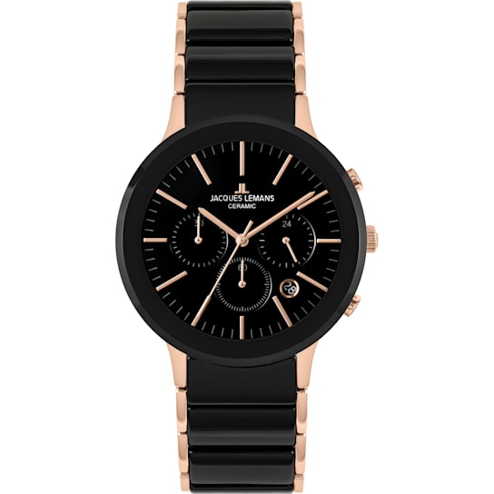 JACQUES LEMANS Dublin Men's Watch with High-Tech Ceramic Strap,
Stainless Rose Chronograph 1-1854