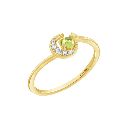 J'ADMIRE 14K Yellow Gold Over Sterling Silver Moon Ring