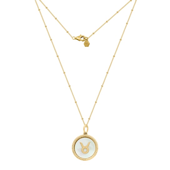 J'ADMIRE Mother of Pearl 14K Yellow Gold Over Sterling Silver Taurus
Zodiac Necklace