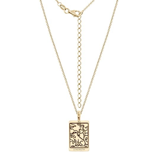 J'ADMIRE 14K Yellow Gold Over Sterling Silver Tarot Card Strength
Pendant Necklace