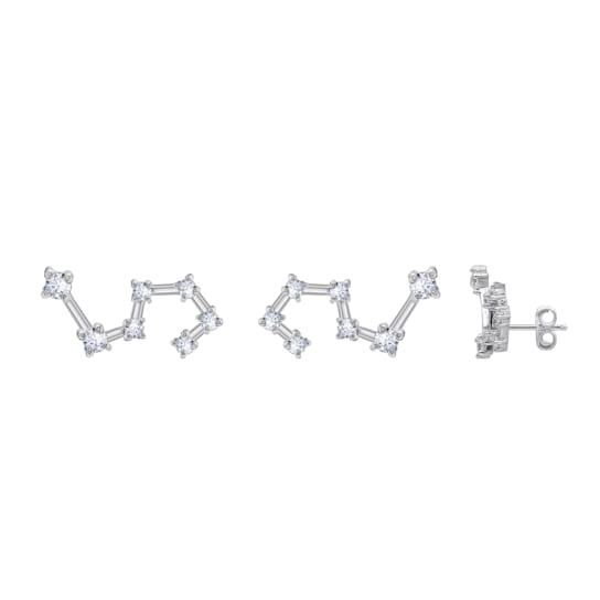 J'ADMIRE Rhodium Over Sterling Silver Dainty Zodiac Leo Stud Earrings
