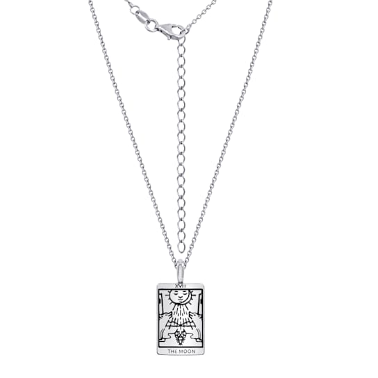 J'ADMIRE Platinum 950 Over Sterling Silver Tarot Card The Moon Pendant Necklace