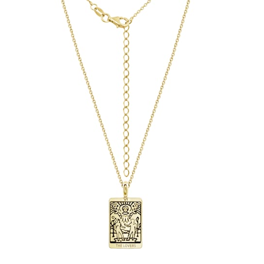 J'ADMIRE 14K Yellow Gold Over Sterling Silver Tarot Card The Lovers
Pendant Necklace
