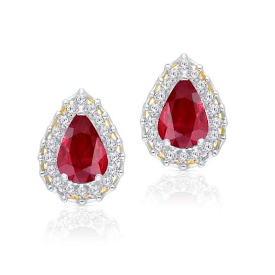 KALLATI Yellow Gold "Heirloom" 1.25ctw Pear Ruby Earrings
