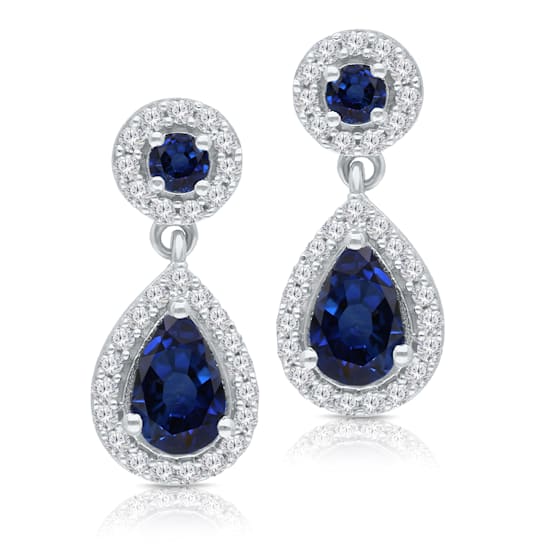 KALLATI 14K White Gold "Heirloom" 1.35ctw Teardrop Sapphire Earrings