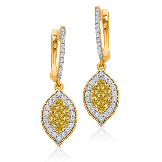 KALLATI 14K Yellow Gold "Sunset" 0.85ct White & Natural
Yellow Diamond Earrings