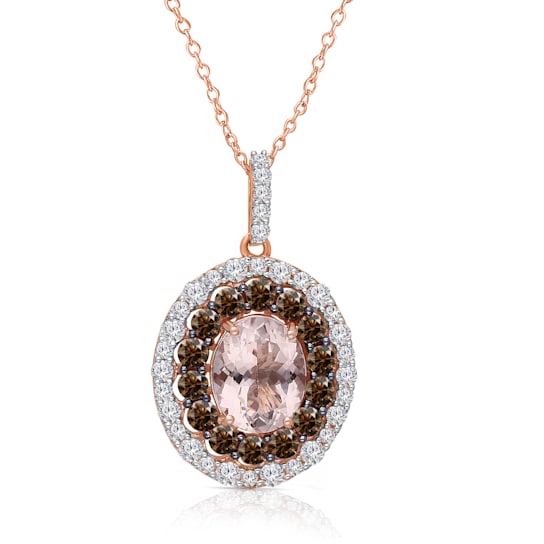 KALLATI Rose Gold "Heirloom" 4.55 ctw Morganite and Diamond Pendant