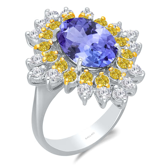 KALLATI White Gold 5.75 ctw Tanzanite and Diamond Ring