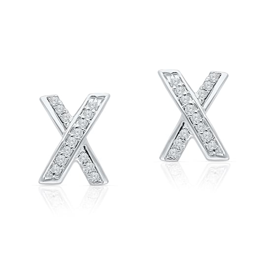 KALLATI 14K White Gold "Eternal" 0.15ct X Diamond Earrings