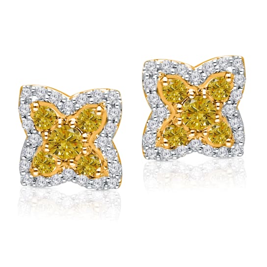 KALLATI 14K Yellow Gold "Sunset" 0.50ct White & Natural
Yellow Diamond Earrings