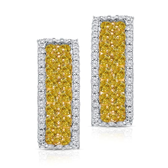 KALLATI 14K White Gold "Sunset" 1.50ct Natural  Yellow Diamond Earrings