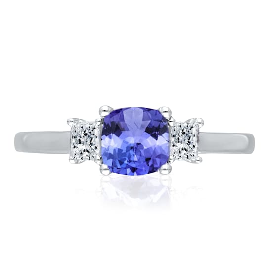 KALLATI 14K White Gold "Renaissance" 0.95ctw Cushion Tanzanite
and Diamond Ring