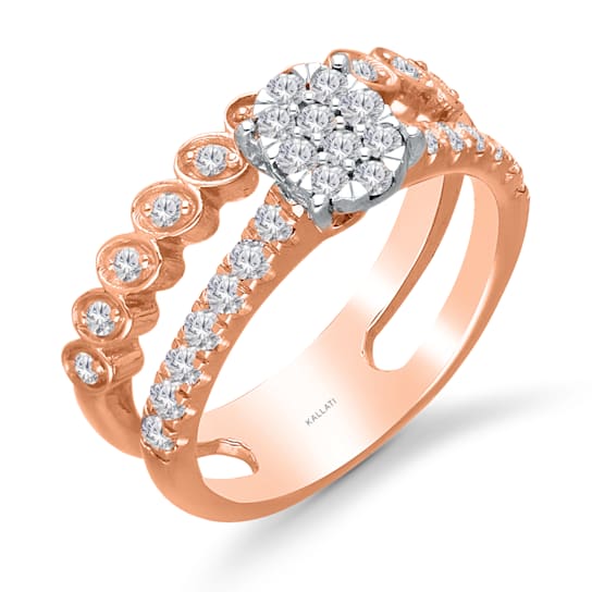 KALLATI 14K Rose Gold "Eternal" 0.75ctw Pave Diamond Ring
