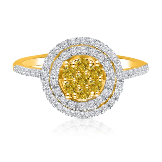 KALLATI Yellow Gold "Sunset" 0.55 ct Round White & Natural
Yellow Diamond Ring