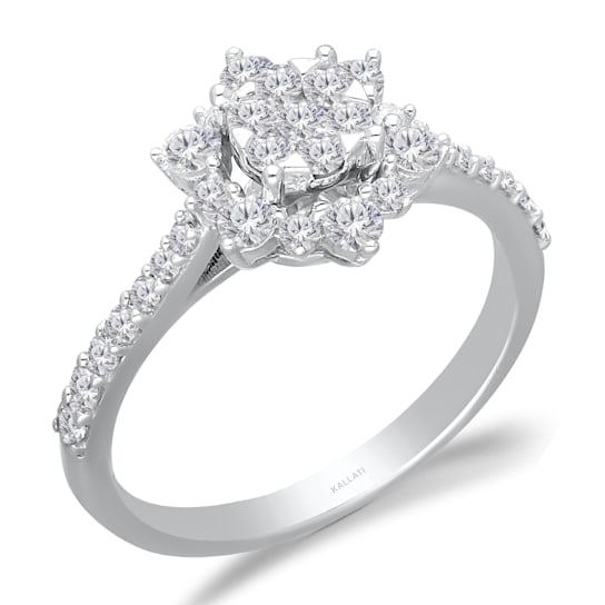 KALLATI 14K White Gold "Eternal" 0.85ct Pave Diamond Ring