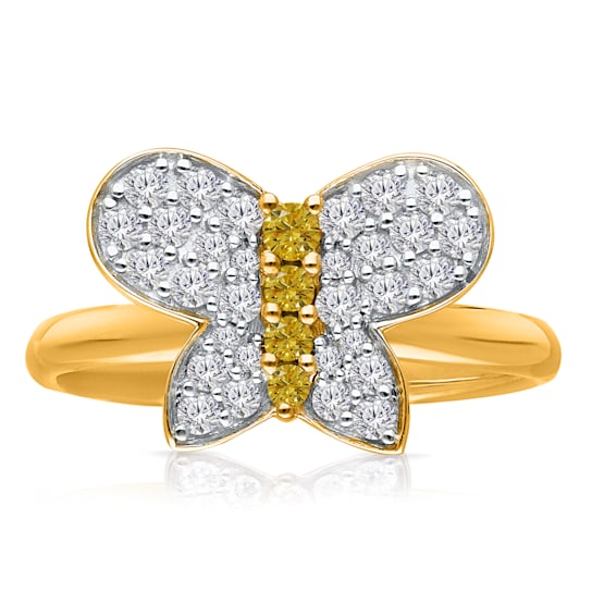 KALLATI Yellow Gold "Sunset" 0.50 ctw White & Natural
Yellow Diamond Ring