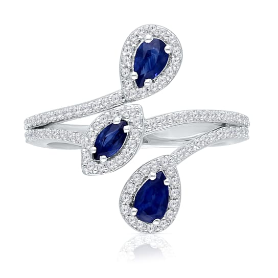 KALLATI White Gold 1.20 ctw Sapphire and Diamond Ring
