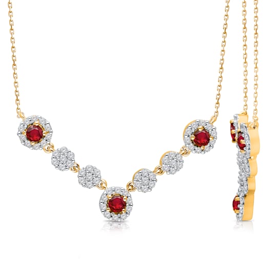 KALLATI Yellow Gold "Heirloom" 0.95ct Ruby and Diamond Necklace