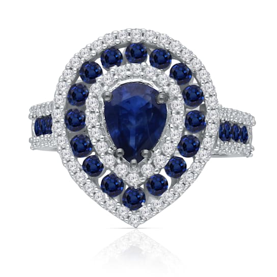 KALLATI White Gold "Heirloom" 3.10 ctw Pear Sapphire and
Diamond Ring