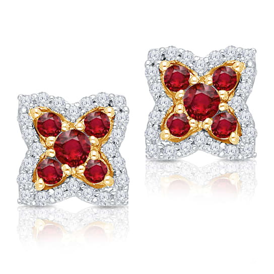 KALLATI 14k White Gold "Heirloom" 0.70ctw Ruby Earrings