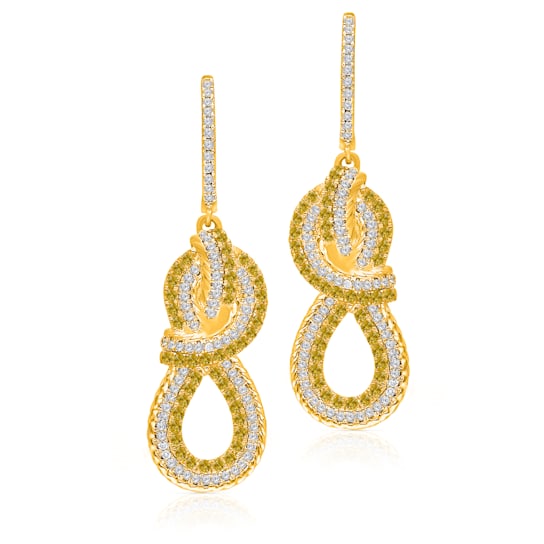 KALLATI 14K Yellow Gold "Sunset" 1.75ct White & Natural
Yellow Diamond Earrings