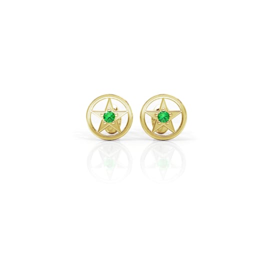 Grass Collection - Gold Over Sterling Silver Star Earrings  – 1 Intense
Green Natural Emerald
