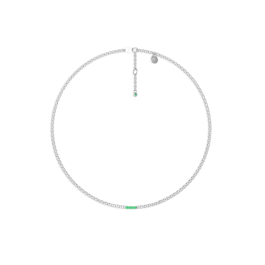Grass Collection - Sterling Silver Necklace – 5 Intense Green Natural Emeralds